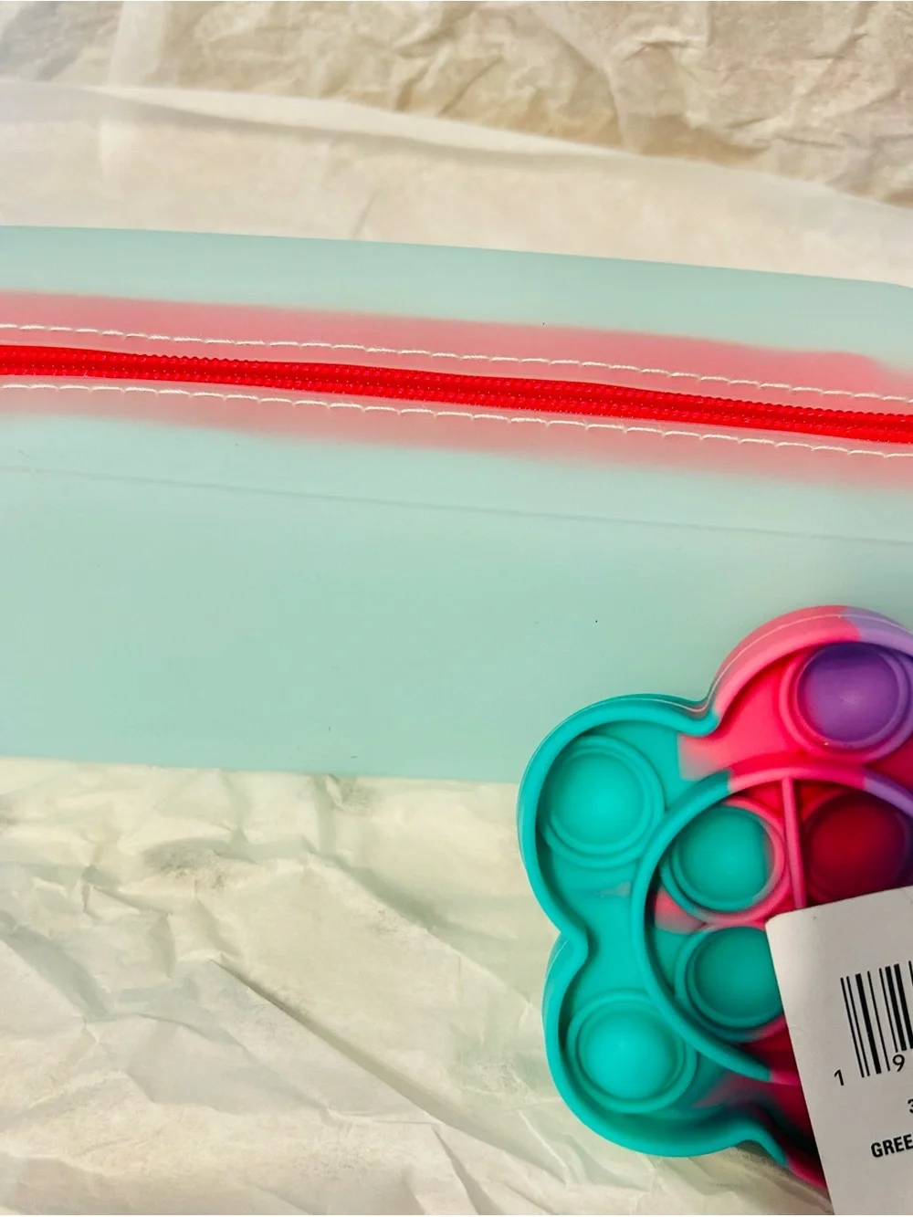 Kids Silicone Pop-It Keychain Toy - Pink Purple Teal